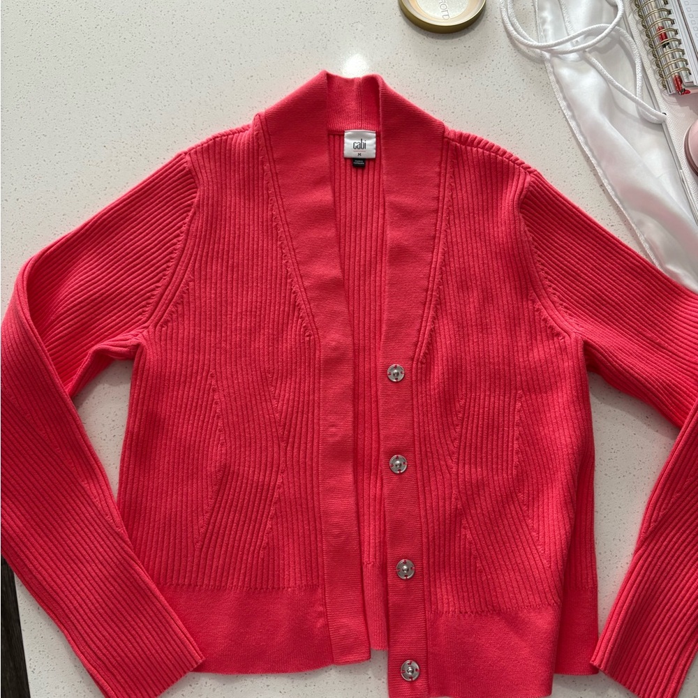 CAbi Pink Button-Up Cardigan
